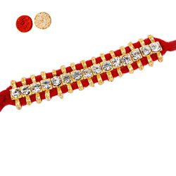 Single Line Stone Studded Rakhi - SR-9160A -Code-312(Single Rakhi)